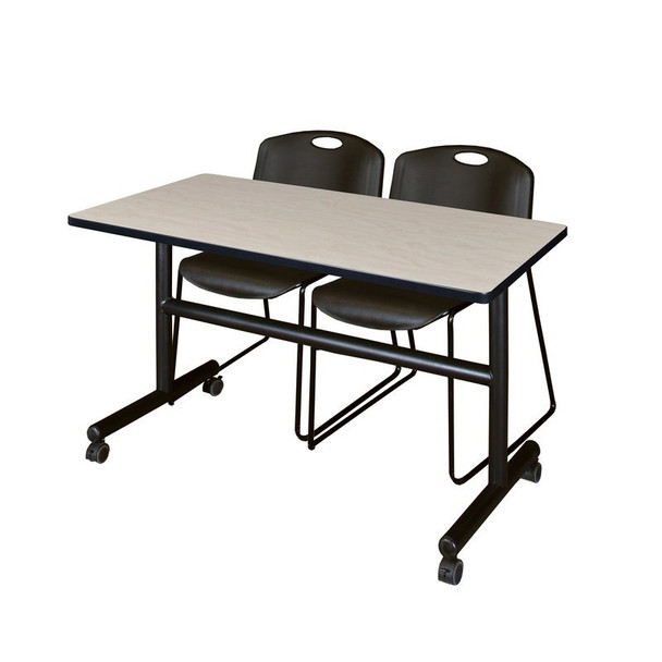 Kobe Rectangle FlipTop Table, 48" W, 29" H, Laminate Top, Maple MKFT4830PL44BK