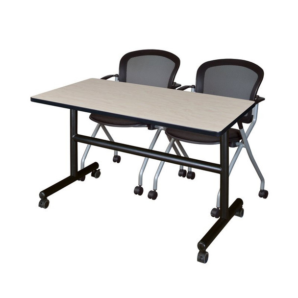 Kobe Rectangle FlipTop Table, 48" W, 29" H, Laminate Top, Maple MKFT4830PL23BK