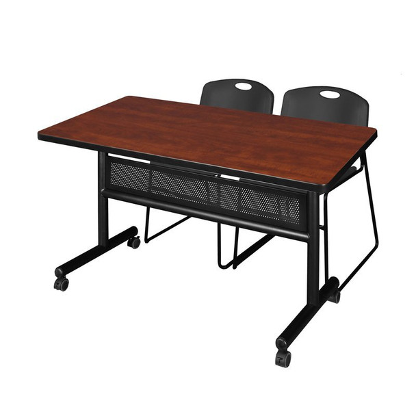 Kobe Rectangle FlipTop Table, 48" W, 29" H, Laminate Top, Cherry MKFTM4830CH44BK