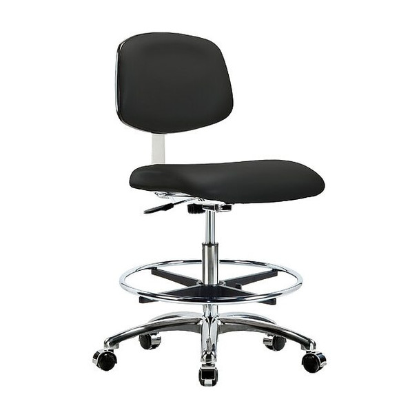 Clean Room Chair Ergonomic Chair, 21-1/2" to 29" Height, Vinyl, Black