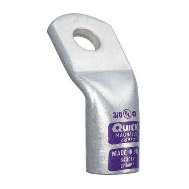 Lug Starter/Ground, 3/0 AWG Max, 3/8 in Stud, Standard Barrel, Copper, Purple