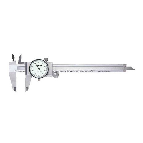 Insize Dial Caliper,0-12" Range,2" Jaw D,White 1311-12CAL