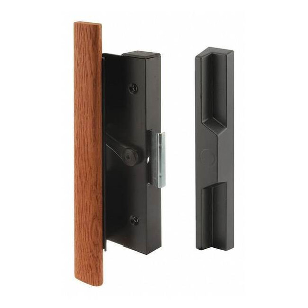 Black Diecast Sliding Door Handle with Wood Handle (Single Pack)