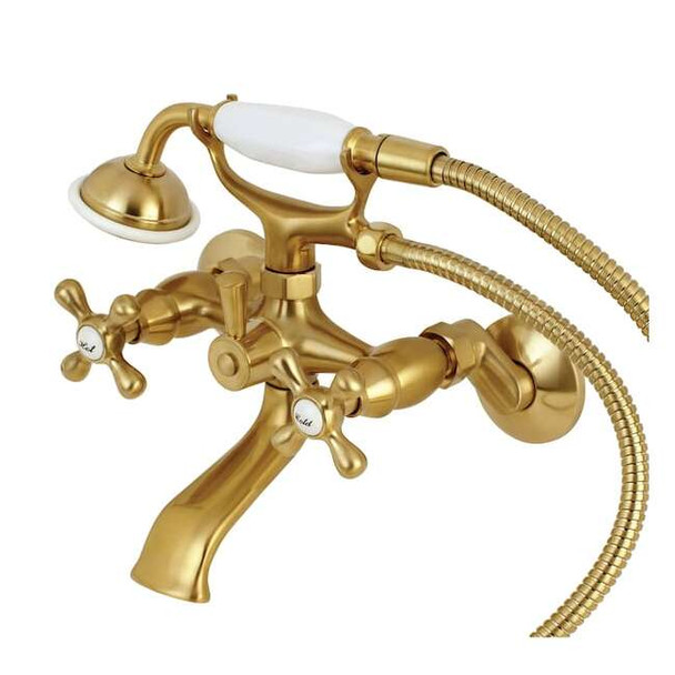 Wall-Mount Clawfoot Tub Faucet, Brushed Brass, Tub Wall Mount