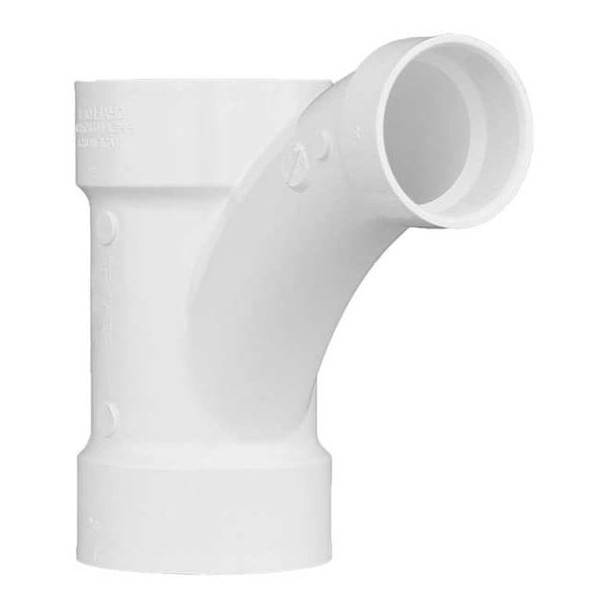 PVC Wye and 45 Degree Elbow, Hub, 3 in x 3 in x 2 in Pipe Size