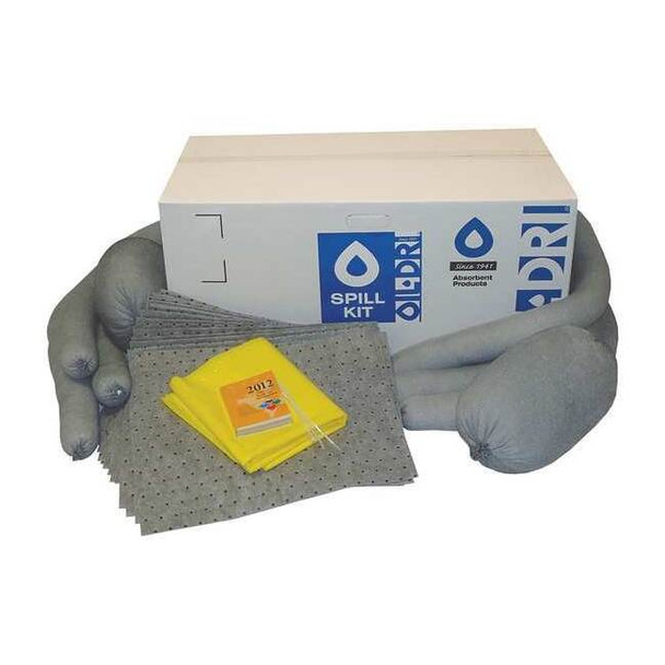 Spill Kit, 17 gal Volume Absorbed per Kit, 20 gal Capacity, Box, Brown