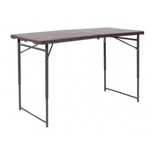 Rectangle Plastic Table,23.5''W x 48.25''L, Plastic Top, Brown
