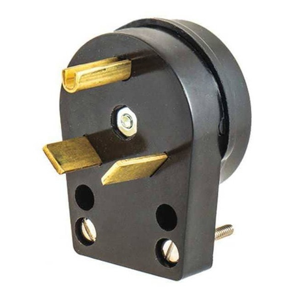 Straight Blade Plug, TT-30P, 30 A, 125V AC, 2 Pole, Screw Terminals, Grounded