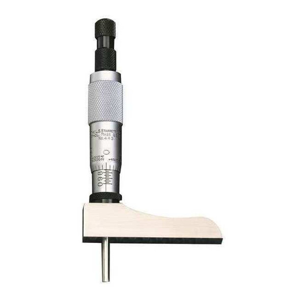 Starrett Depth Micrometer w/Half Base,0-6 In 443Z-6RL