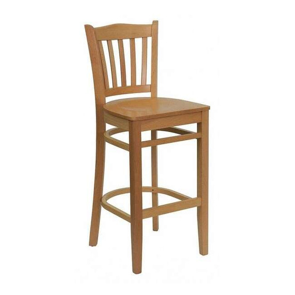 Flash Furniture Barstool,Natural Wood,Vertical Slat Bac XU-DGW0008BARVRT-NAT-GG