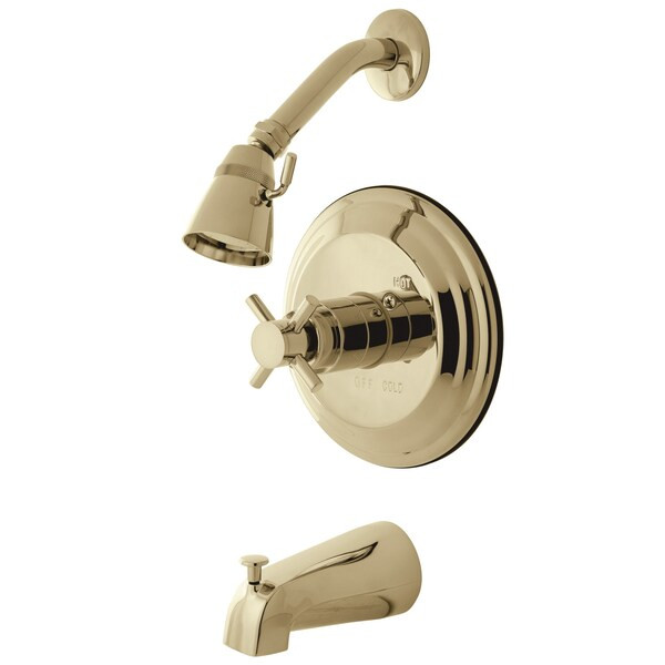Tub and Shower Faucet, Standard, 3, Wall Mount, Polished Brass