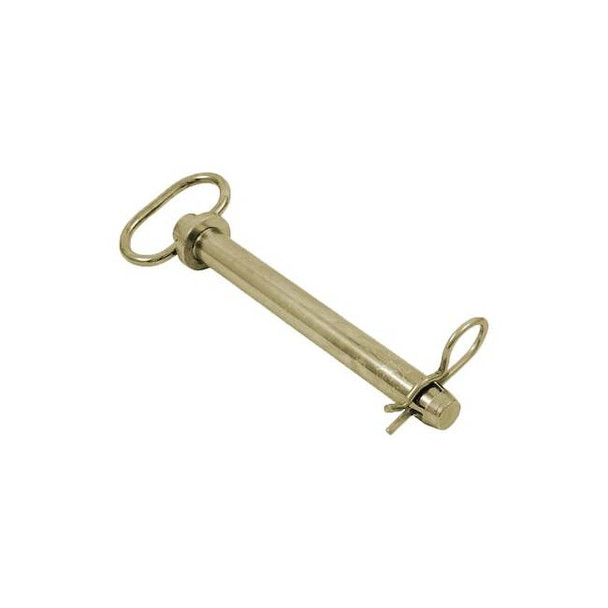 Detent Hitch Pin, 3/8 in Dia, 4-1/4 in L, Steel Lg, Grade 1035/Grade 1045