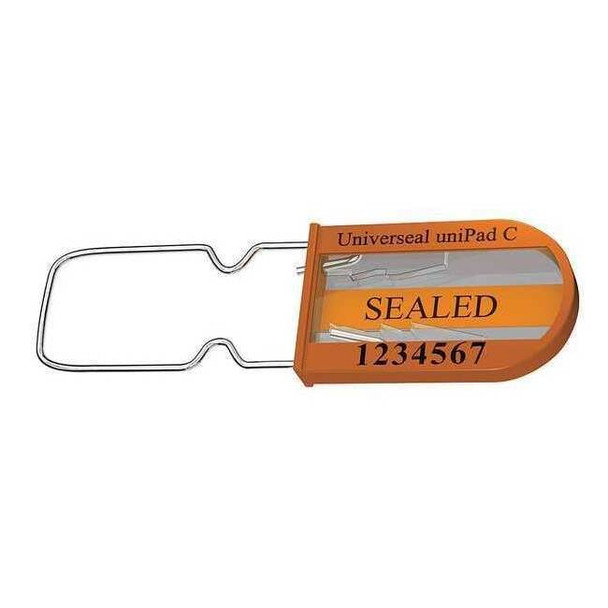 Universeal Padlock Seal 3-1/4" x 3/64", Plastic, Orange, Pk50 UPAD-C ORANGE50