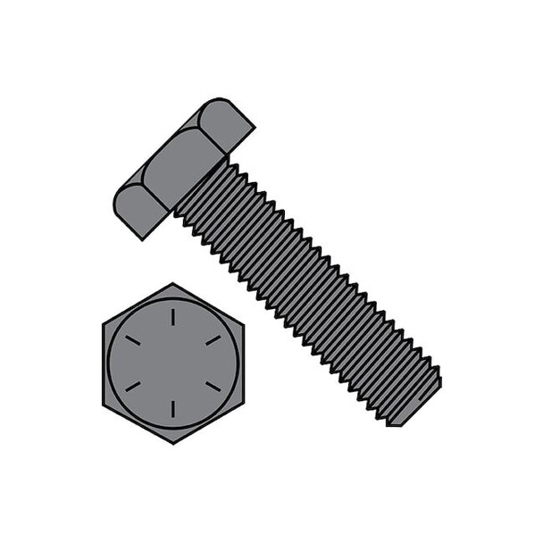 Grade 8, 5/8"-11 Hex Head Tap Bolt, Plain Steel, 4 in L, 90 PK