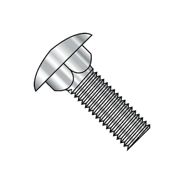 Carriage Bolt, 16 mm L, 18-8 Stainless Steel, Plain, 2000 PK
