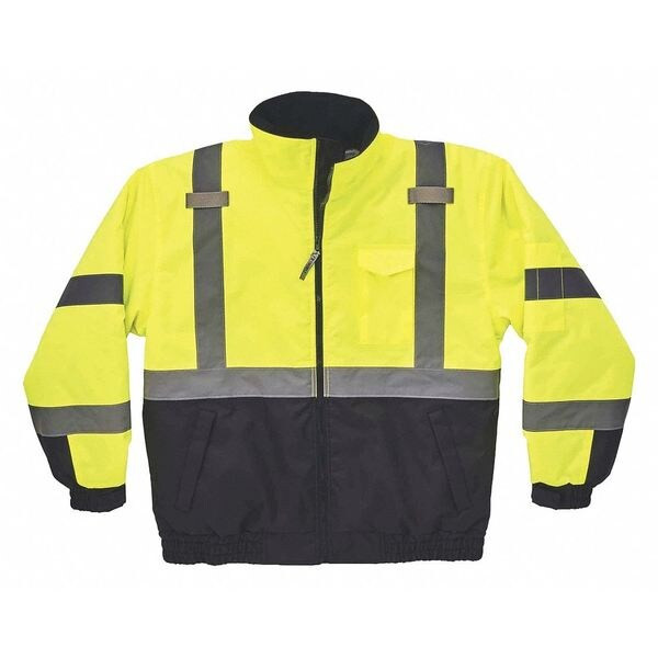 Quilted Bomber Jacket, 300D Oxford Polyester, Class 3 Type R, Hi-Viz Lime, M