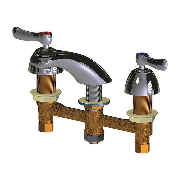 Manual Low Arc Bathroom Faucet, 8" Mount, Polished Chrome 3 Hole