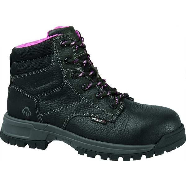 Women's 6-Inch Work Boot, 8, Composite Toe, 6 in H, Black, W10181