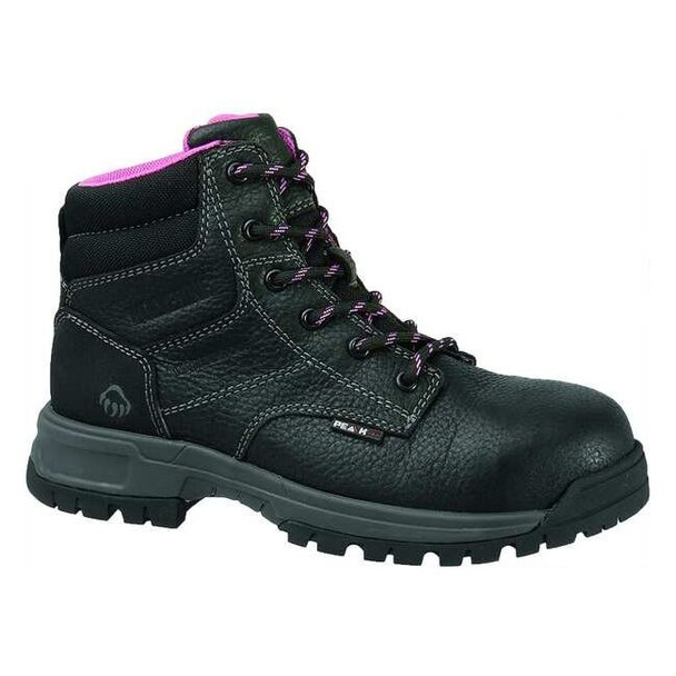 Women's 6-Inch Work Boot, 8, Composite Toe, 6 in H, Black, W10181