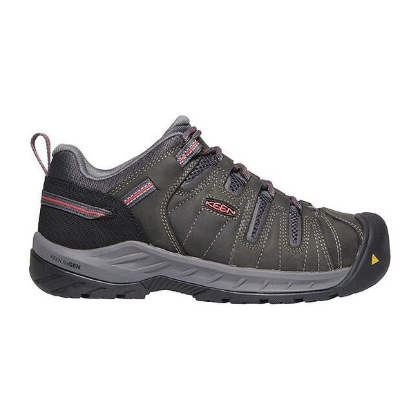Women's Hiker Shoe, Leather, Mesh Upper, Steel Toe, 3 in H, Magnet/Rose, 1023232