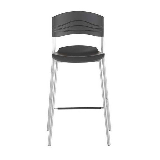 CafeWorks Bistro Stool, Graphite Seat and Back, Silver Frame, For 42 in H Table