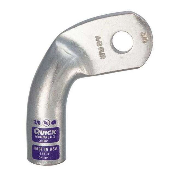Lug Starter/Ground, 3/0 AWG Max, 3/8 in Stud, Standard Barrel, Copper, Purple