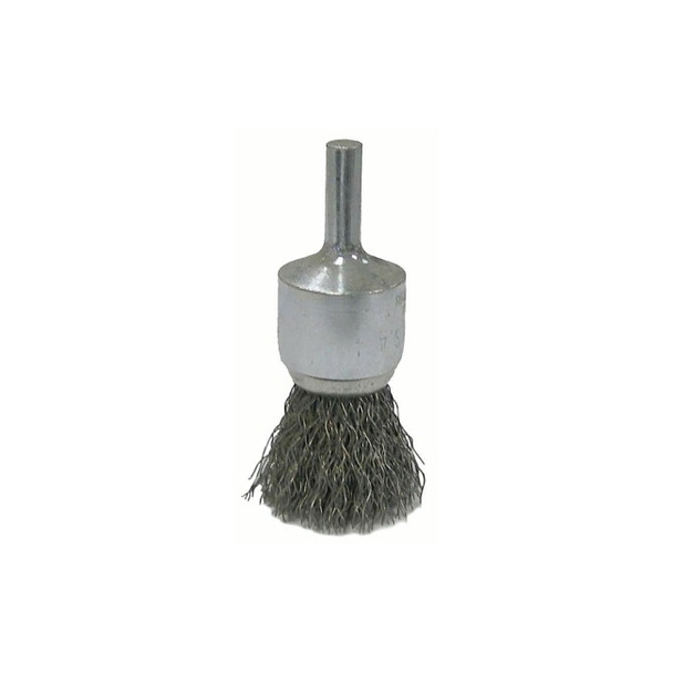 Vortec Pro Stem Mtd Crimped Wire End Brushes, 1 in Dia, .014 Wire