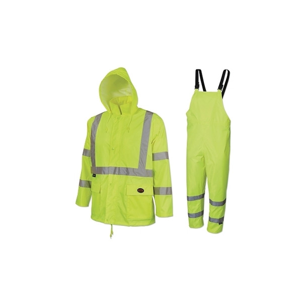 5618U/5619U 2-Piece HV 150D Oxford Poly/PVC Waterproof Suit, 2X-Large, Y/G