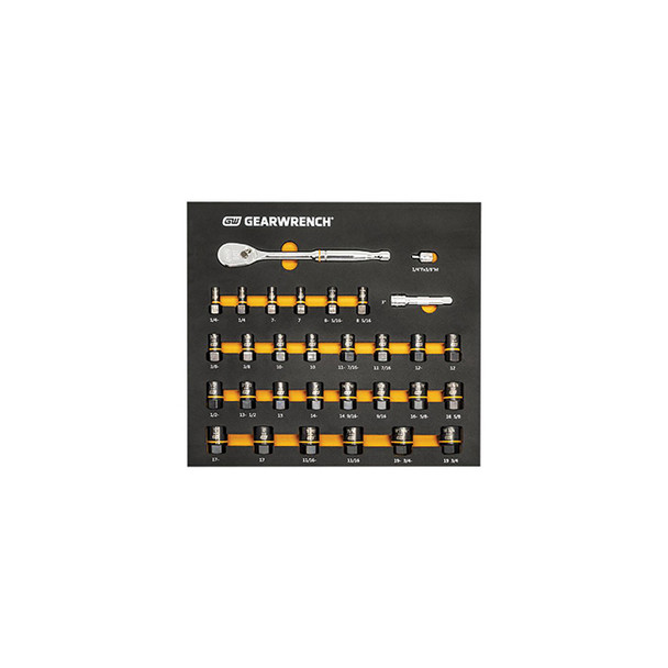 31 Pc. 3/8" Drive 90T Ratchet and Bolt Biter Socket Set MM/SAE with EVA Foam Tray 86525