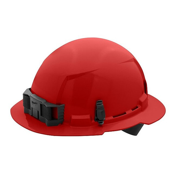 BOLT Red Full Brim Hard Hat w/4pt Ratcheting Suspension - Type 1, Class E