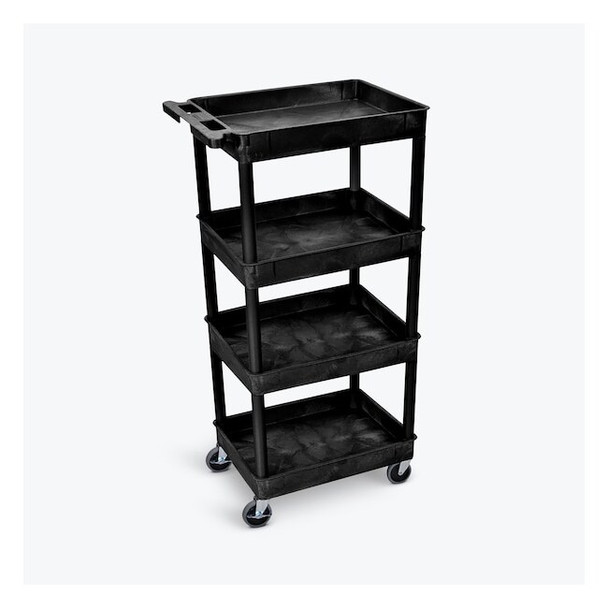 Luxor Tub Shelf Cart - Four Shelves -Black STC1111-B