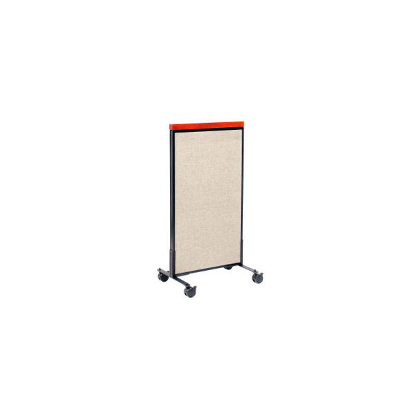 Interion Mobile Deluxe Office Partition Panel 24-1/4""W x 46-1/2""H Tan