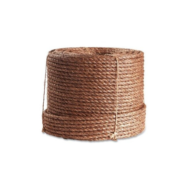 Twisted Manila Rope, 600 ft L, Manila, Natural, 1/4 in dia, 3 Strand