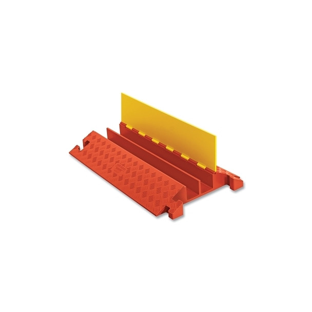 Linebacker® Cable Protector, 4.13 in H x 22 in W x 36 in L, 2 Channel, Heavy Duty, Yellow/Orange