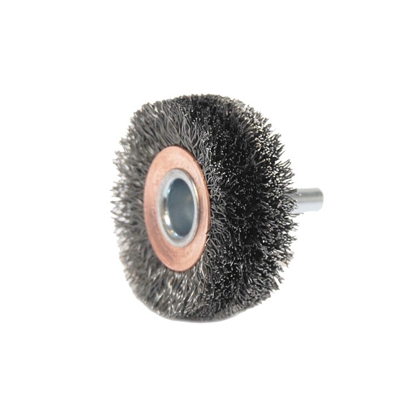 Stem-Mounted Wide Conflex Brush, 2 in D x 3/4 in W, .0118 in Steel, 20,000 rpm