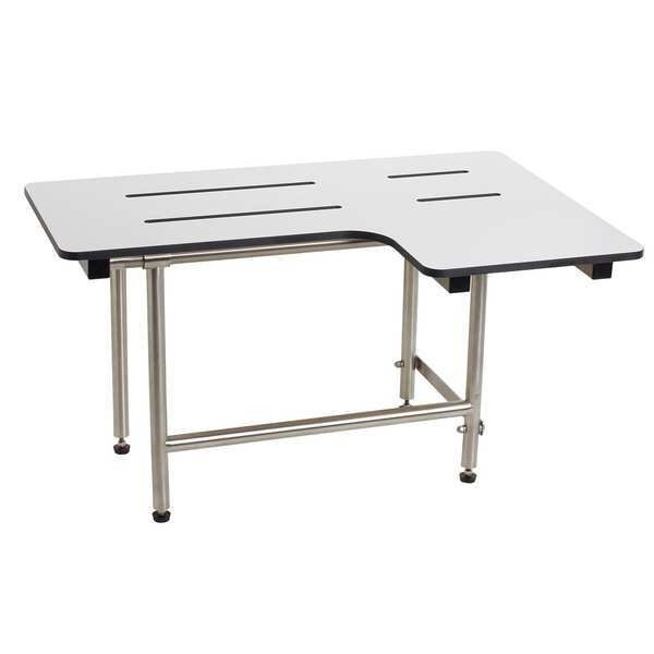 Fold Down Legs, ADA L-Shape Reversible Shower Seat, White