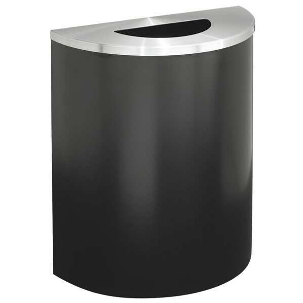 Glaro 29 gal. Steel Half-Round Trash Can, Black 2491-BK-SA