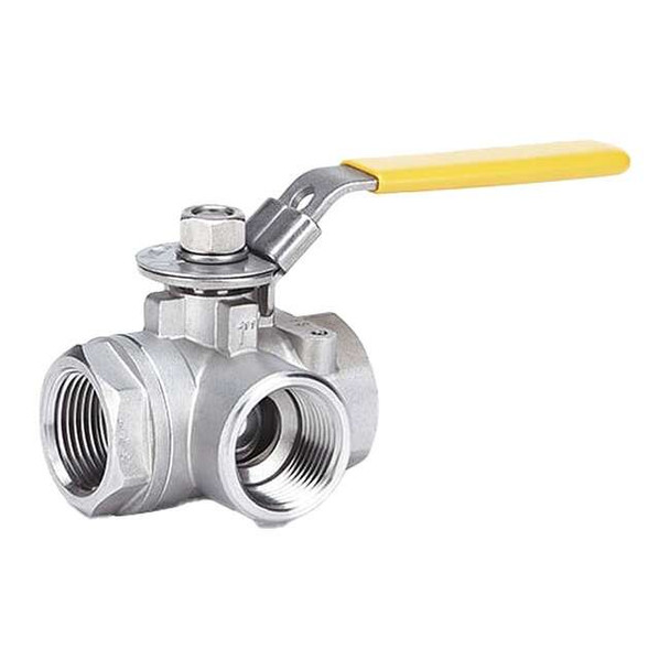 Milwaukee Valve 2" FNPT Stainless Steel Ball Valve 3-Way BA3WDSLH 2