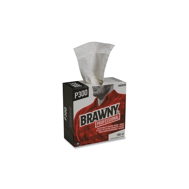 Brawny Industrial™ Medium-Duty Wiper, White, 9.2 in x 16.5 in, 166 Sheets, Box, 1/4 Fold, 4-Ply