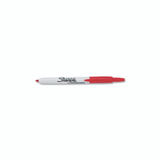 Retractable Permanent Marker, Red, Fine, Bullet Tip Pack of 12