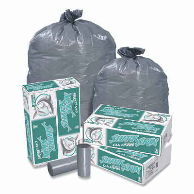 Shark Skin Trash Liner, 56 gal Glutton®, 1.1 mil, 42.5 in W x 48 in H, Gray