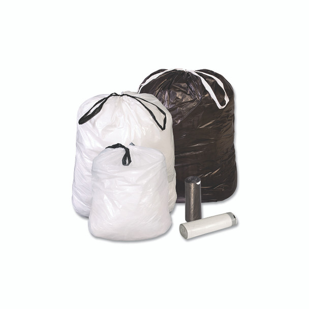 Draw-Tuff® Trash Can Liner, 12 gal, 0.7 mil, 24 in W x 28 in H, White