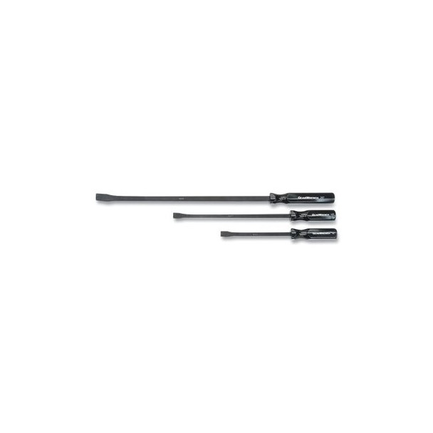 3 Pc Angled Tip Pry Bar Set, 12 in, 17 in, 25 in, Plastic Tray