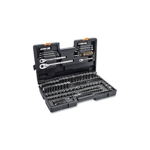 Mechanic Tools Set, 185 Pc, 1/4 in 3/8 in and 1/2 in Drive, Blow Mold Case