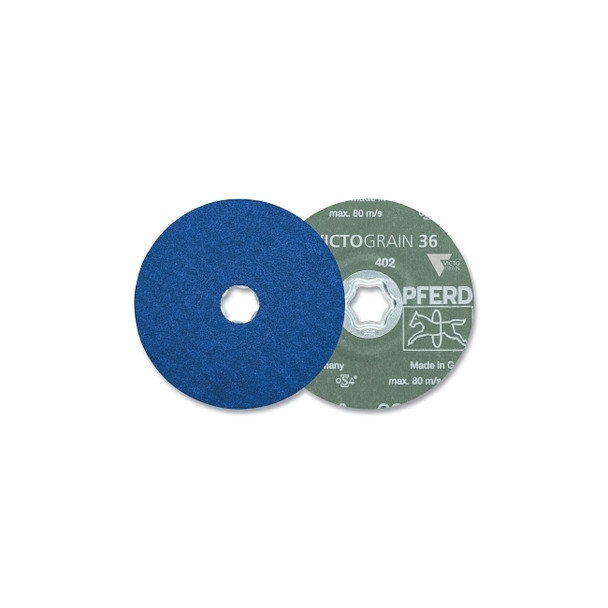 COMBICLICK® VICTOGRAIN®-COOL Fiber Disc, 5 in dia, 7/8 in arbor, 36 Grit, 12200 RPM