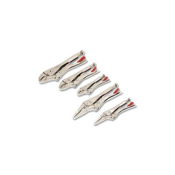 5 Pc Curved and Long Nose Locking Plier Set, 5 in, 6 in, 7 in, 9 in, 10 in