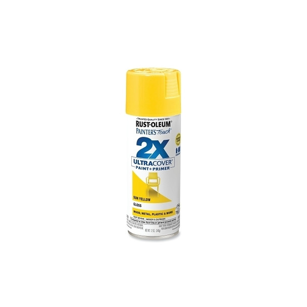 Painter's Touch® 2X Ultra Cover® Gloss Spray Paints + Primer, 12 oz, Aerosol Can, Sun Yellow