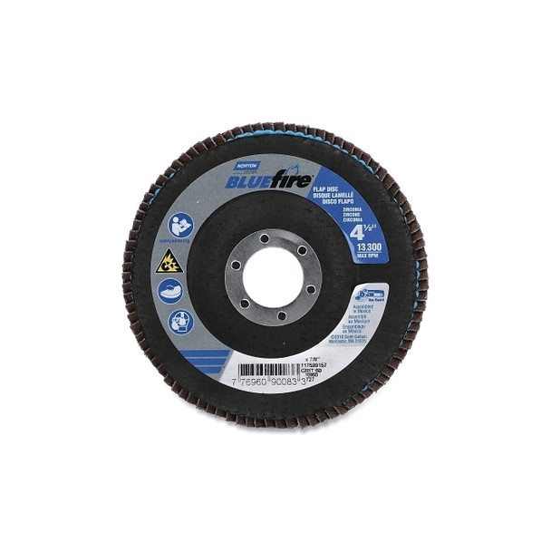 Bluefire™ R860 Flap Disc, 4-1/2 in dia, 60 Grit, 7/8 in Arbor, 13300 RPM, Type 27 Flat