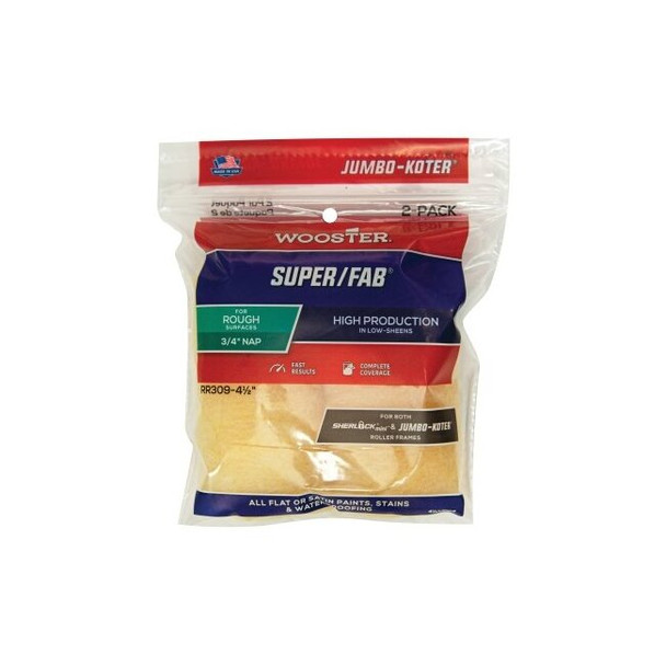 Super/Fab® Jumbo-Koter® Mini Roller Covers, 2 Pack, 4-1/2 in, 3/4 in Nap Length