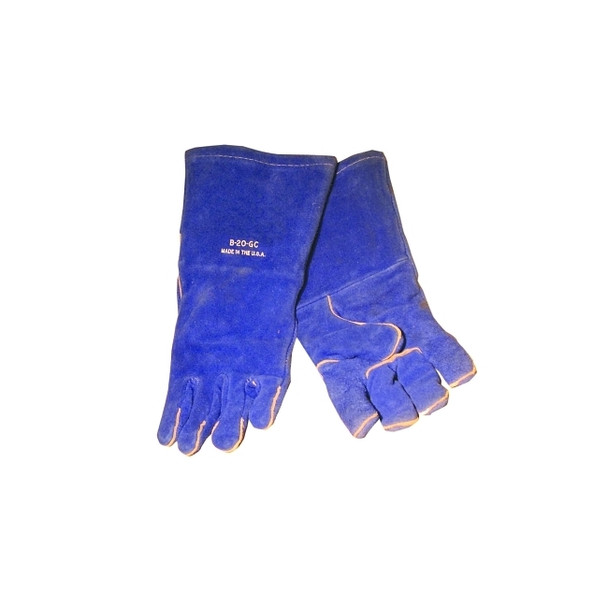 Premium Welding Gloves, Split Cowhide, Large, Blue